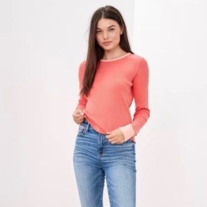 American Eagle Outfitters waffle knit long sleeve shirt in peach size small